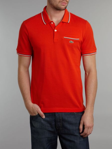 Lacoste Live Slim Fitted Polo Shirt with Chest Pocket in Red for Men ...
