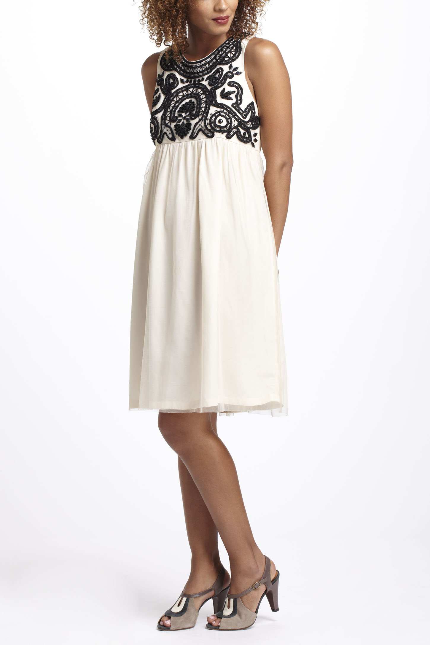 Lyst Anthropologie Beaded Tulle Cocktail Dress in White