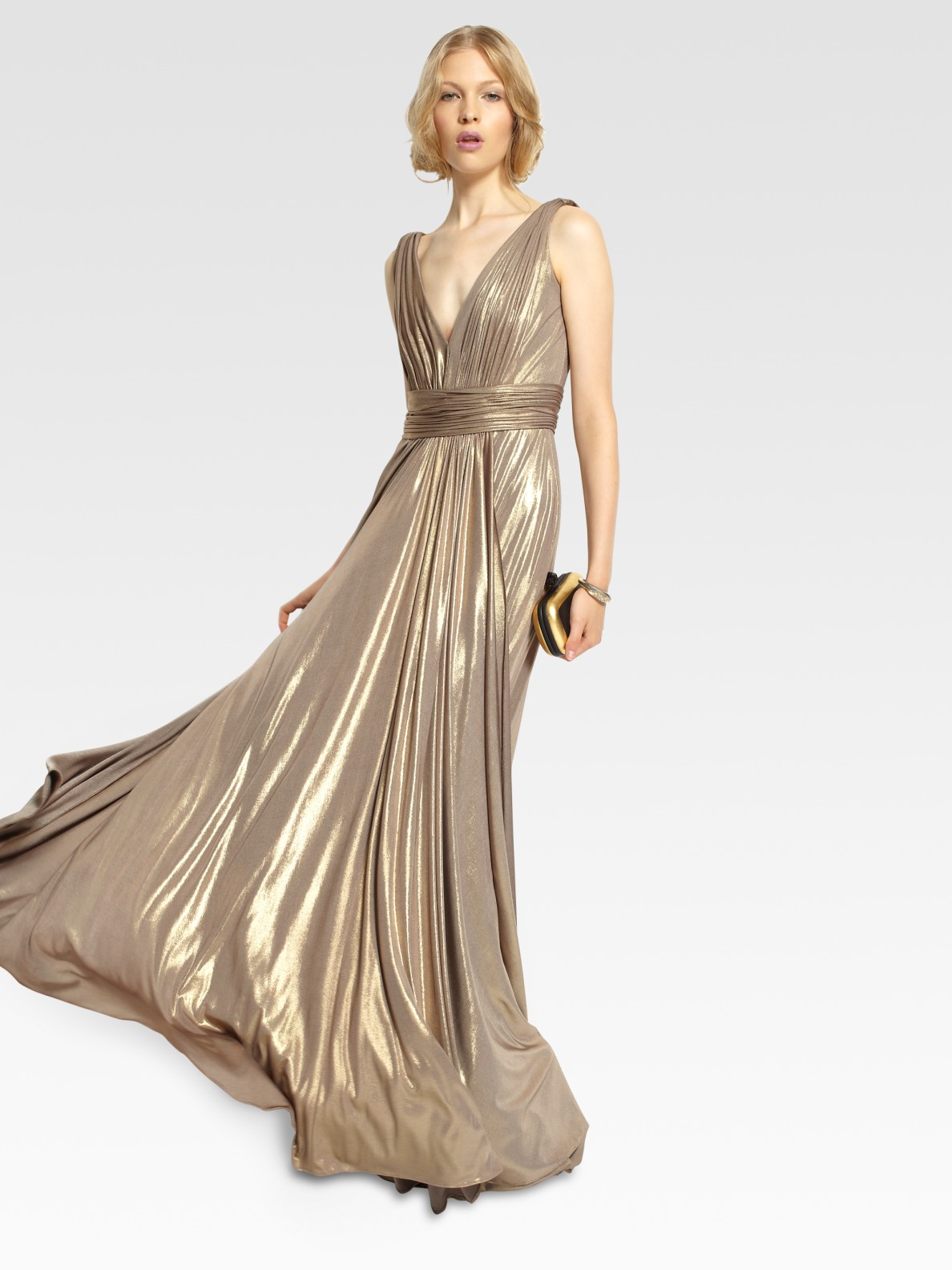 Notte by marchesa Metallic Gown in Metallic | Lyst