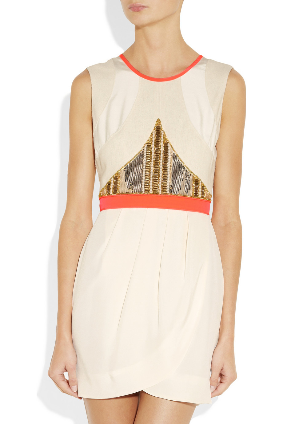 Lyst Sass And Bide We Are Stronger Embellished Silk Crepe De Chine Dress In Orange