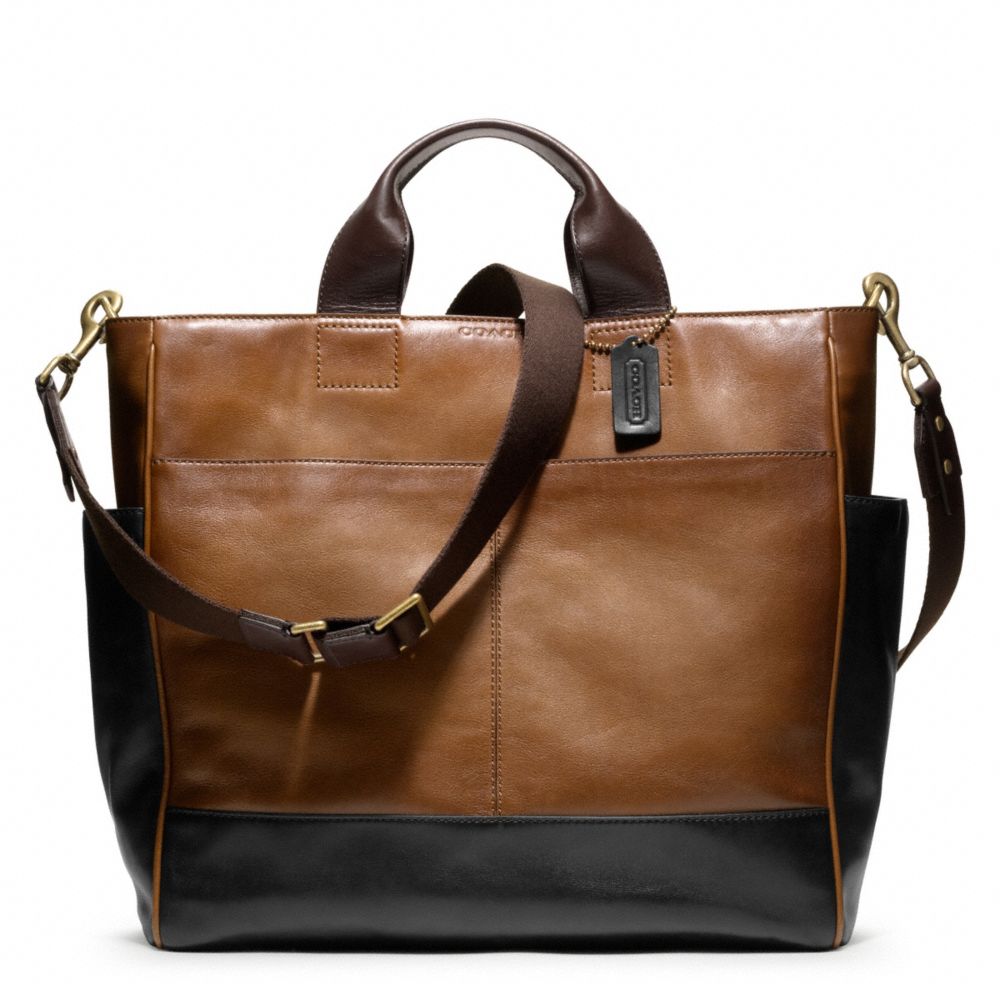COACH Bleecker Leather Colorblock Utility Tote in Brown for Men - Lyst