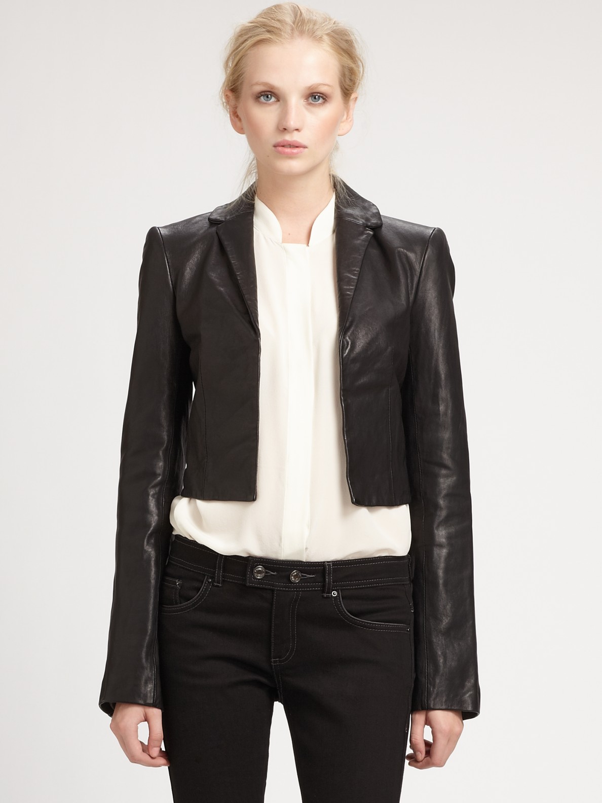 Rachel zoe Bobby Leather Jacket in Black | Lyst
