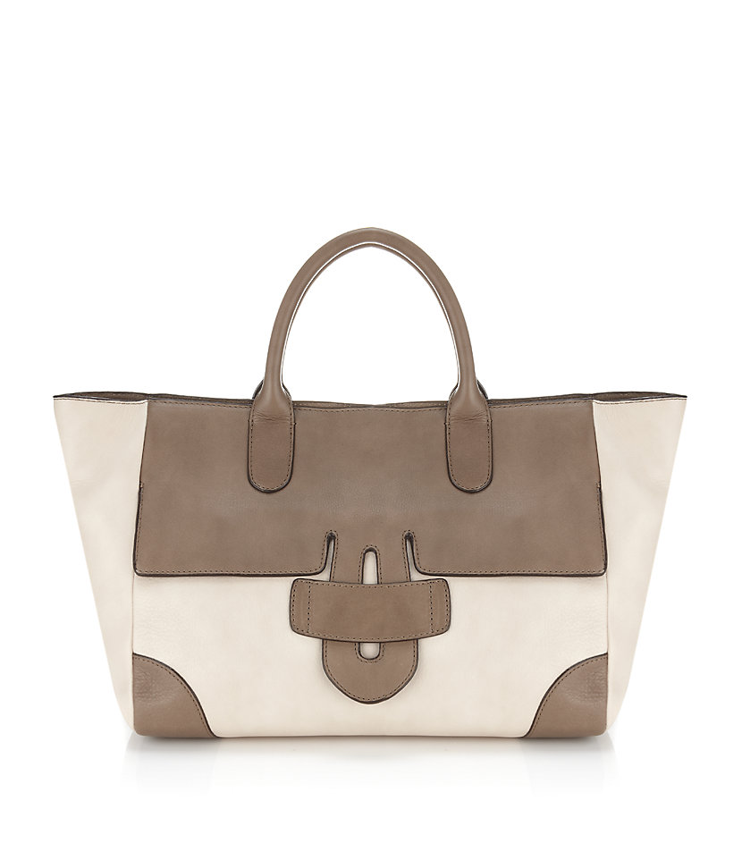 Tila March Leather Tote in Beige | Lyst