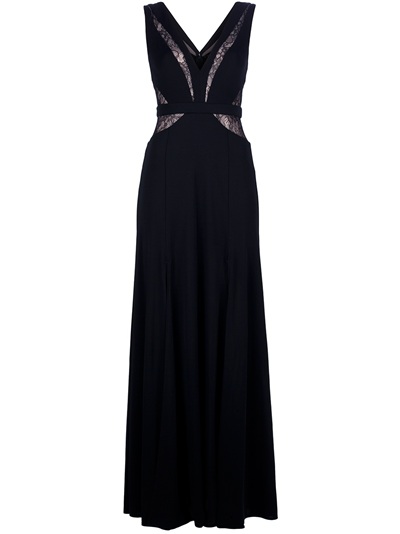 Bcbgmaxazria Lace Panel Evening Gown in Black | Lyst