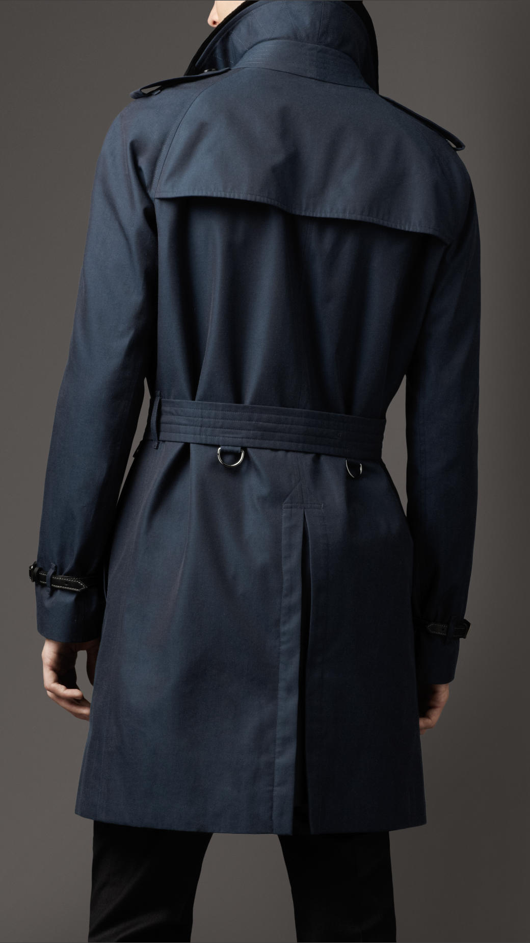 Lyst - Burberry Midlength Cotton Gabardine Leather Trim Trench Coat in ...