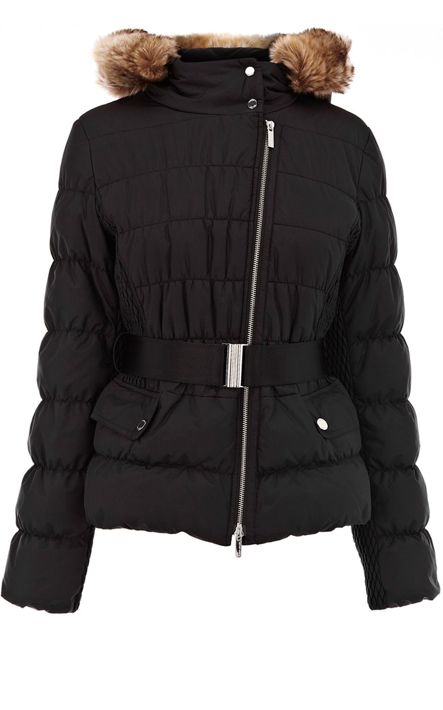 Karen Millen Signature Padded Coat Collection in Black | Lyst