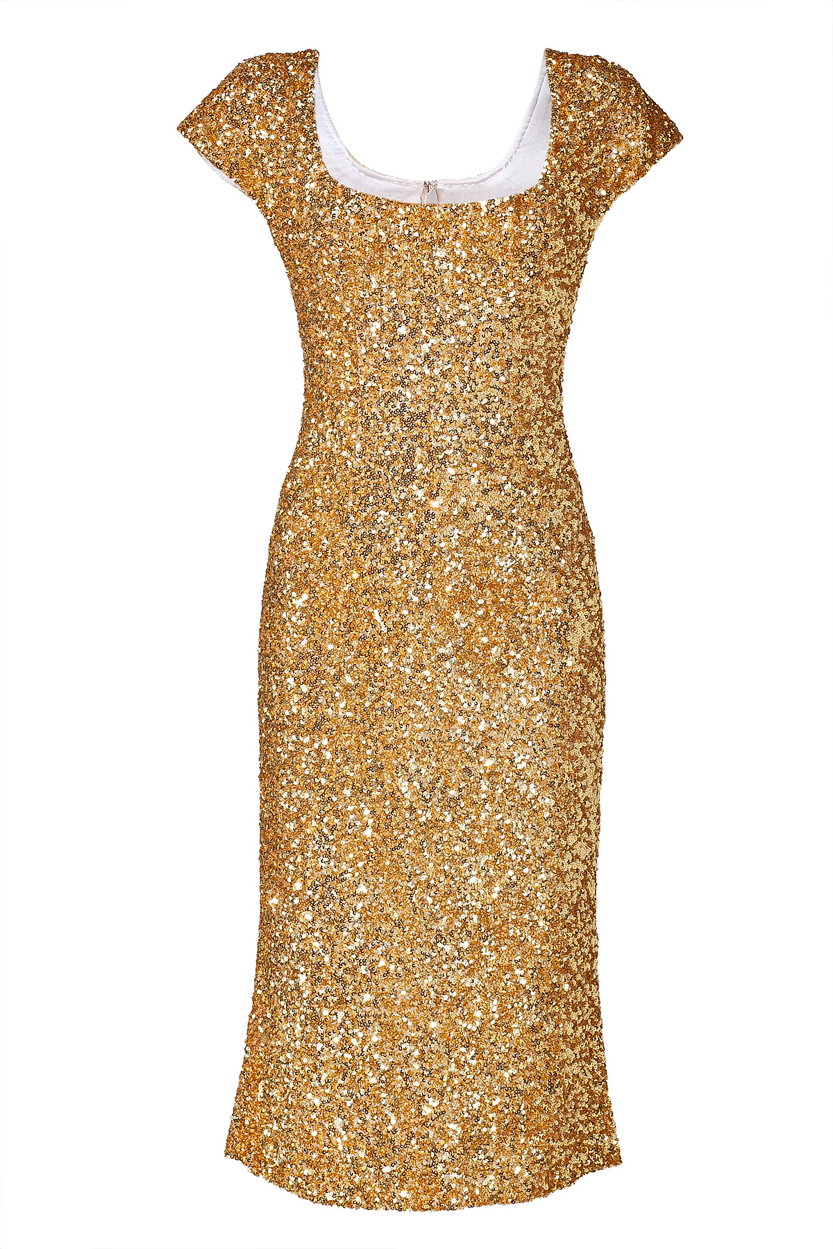 Lyst - L'Wren Scott Gold Silk Sequined Midlength Sheath in Metallic