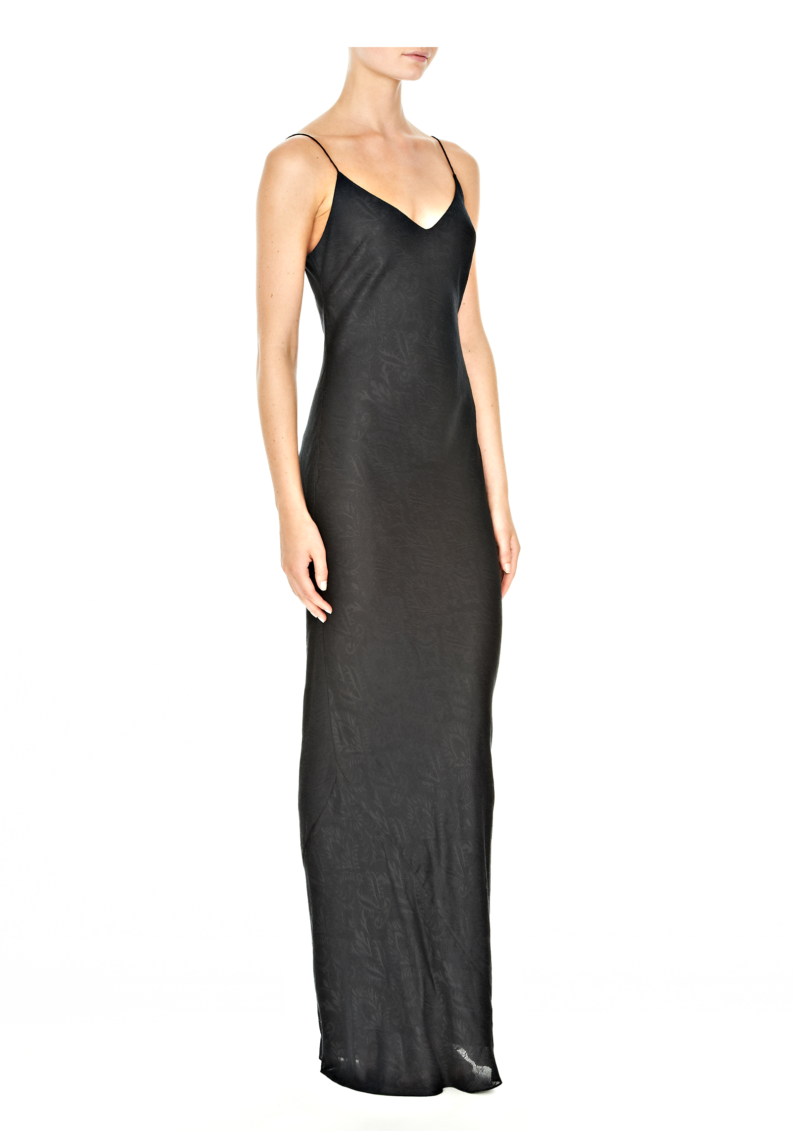 black fitted slip dress