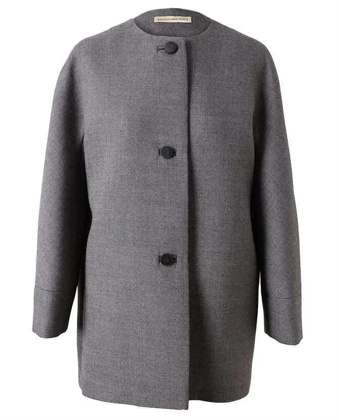 Balenciaga Woven Wool Coat in Gray (grey) | Lyst