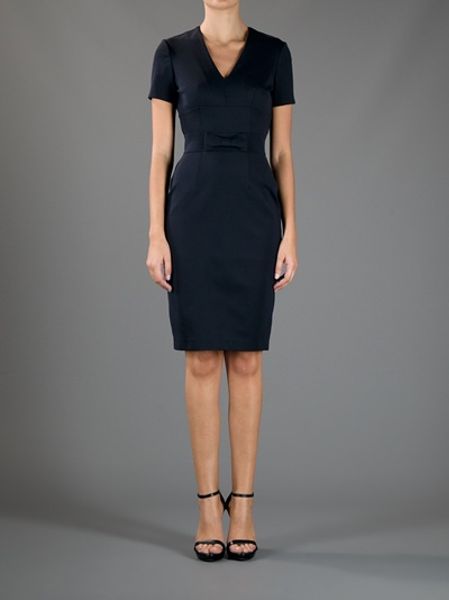 Burberry Short Sleeve Bow Detail Dress in Black | Lyst