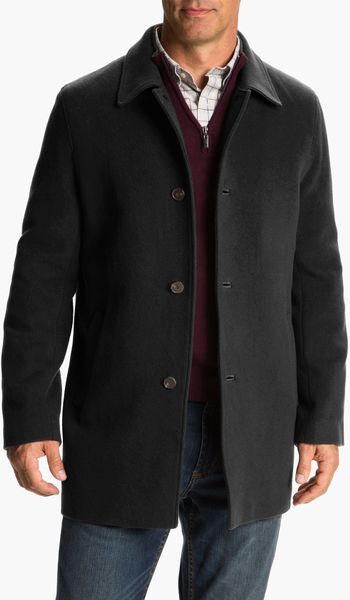 Cole Haan Wool Cashmere Blend Coat in Black for Men | Lyst