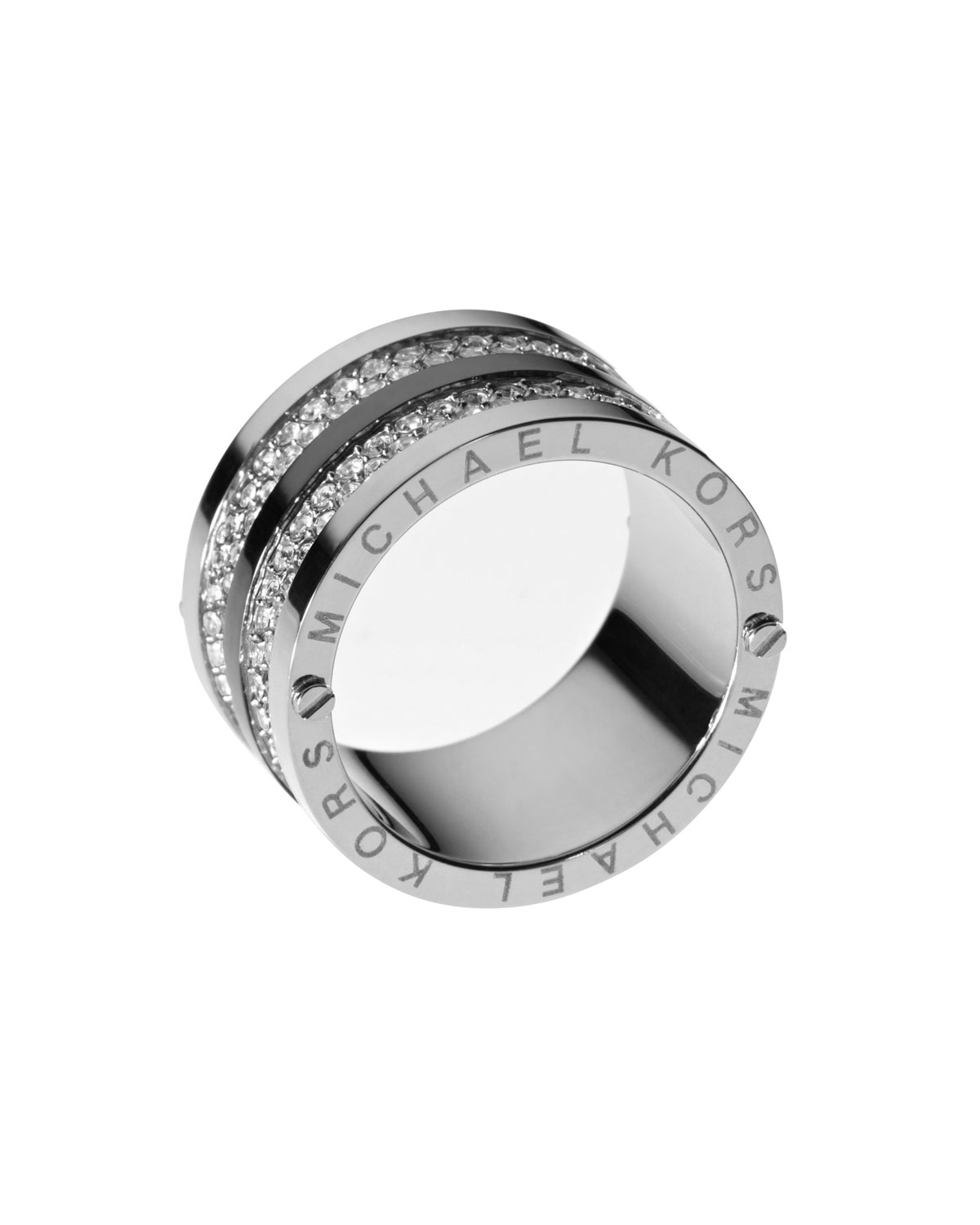 Lyst - Michael Kors Pave Barrel Band Ring Silver Color in Metallic