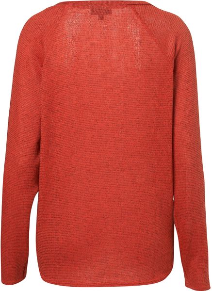 Topshop Two Tone Sloppy Top in Orange (rouge) | Lyst