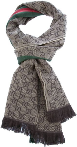 Gucci Logo Embellished Scarf in Brown for Men | Lyst