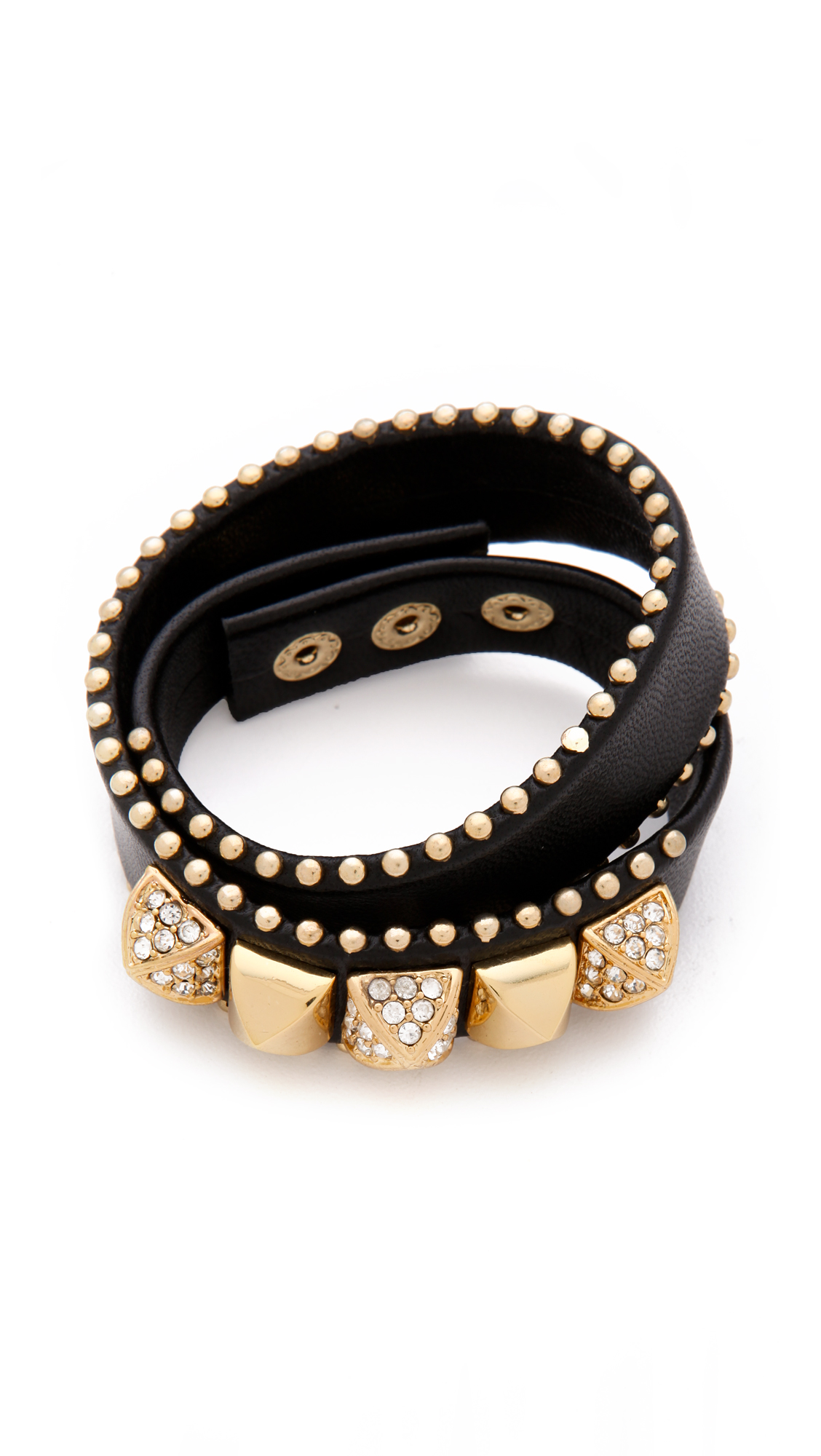 Lyst - Juicy couture Heavy Metal Skinny Leather Wrap Bracelet in Metallic