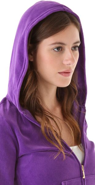 Juicy Couture Original Velour Zip Hoodie in Purple | Lyst