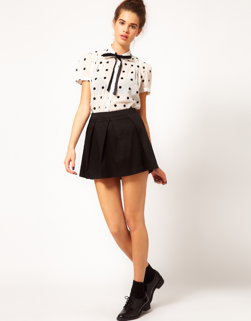 polka dot short sleeve blouse