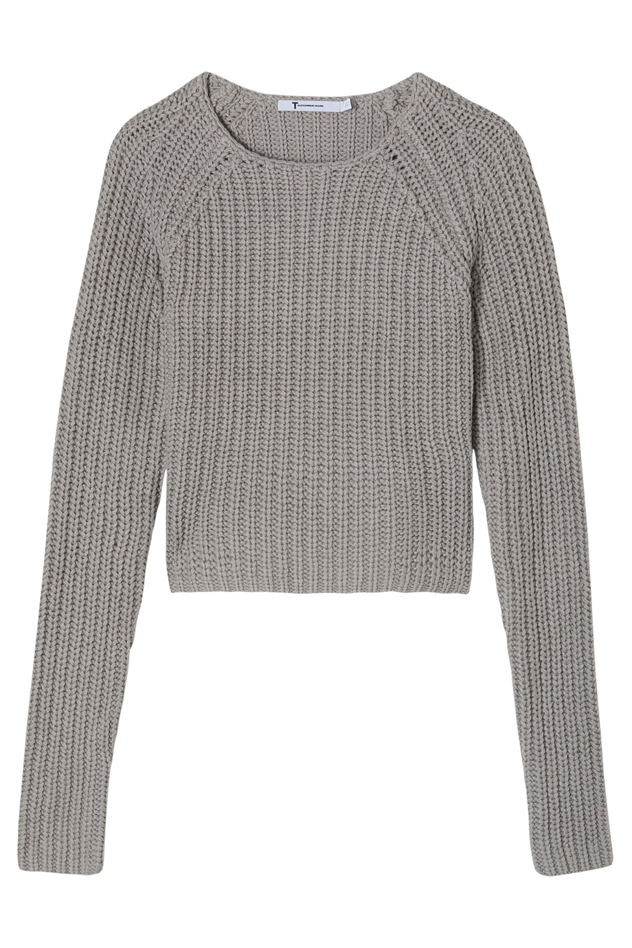 Lyst - T By Alexander Wang Crop Chunky Knit Jumper in Gray