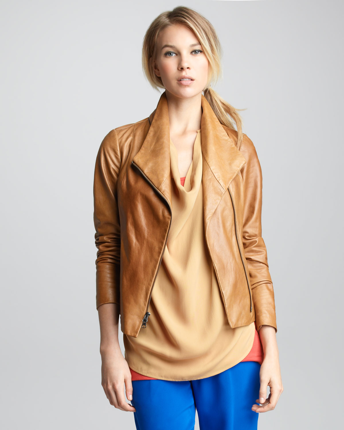 Lyst - Vince Leather Jacket in Brown