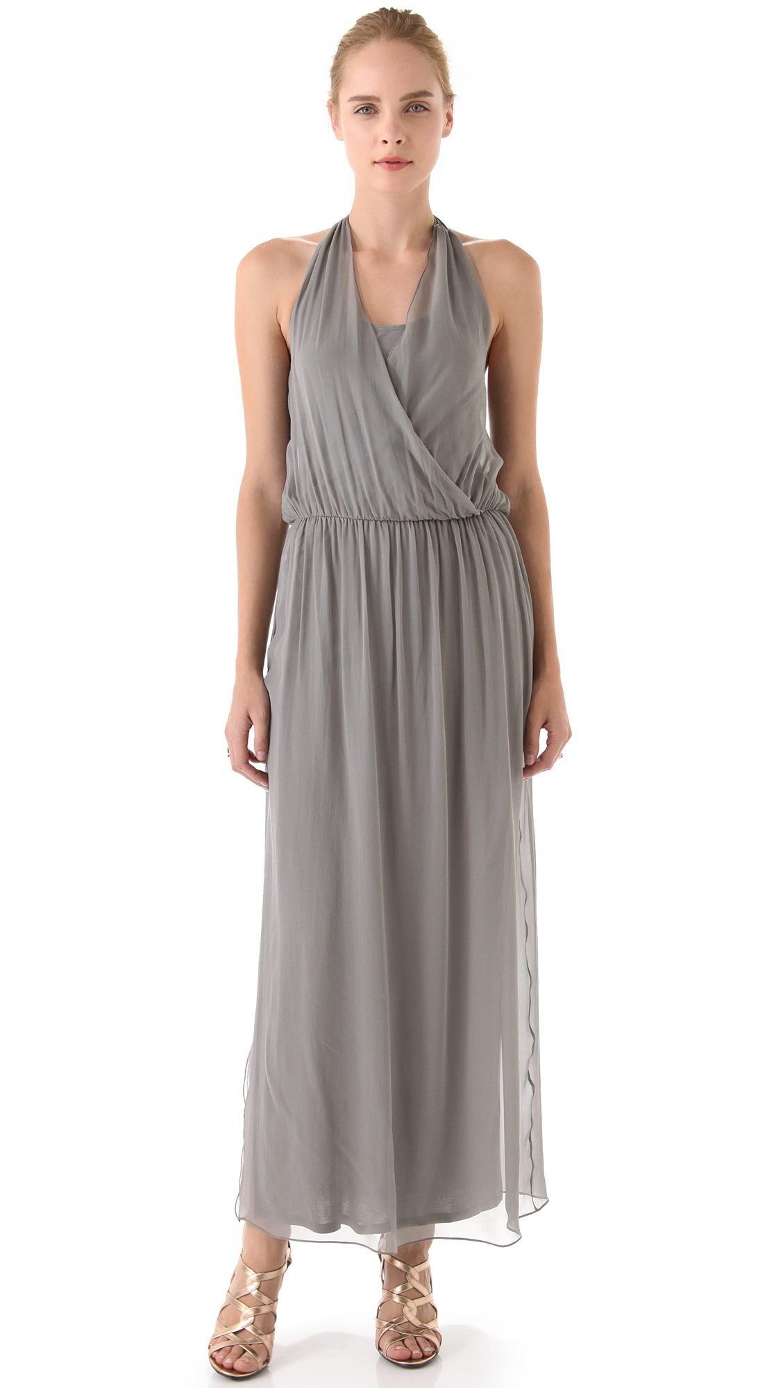 Lyst - Alice + Olivia Wrap Front Maxi Dress in Gray