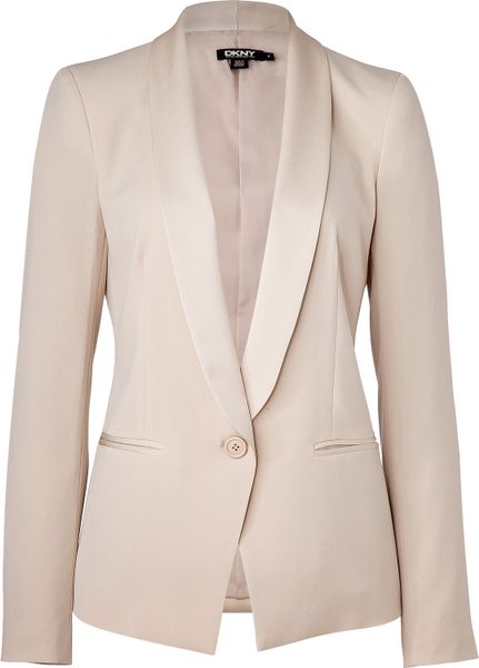 Dkny Latte Cream Tuxedo Blazer in Beige (cream) | Lyst