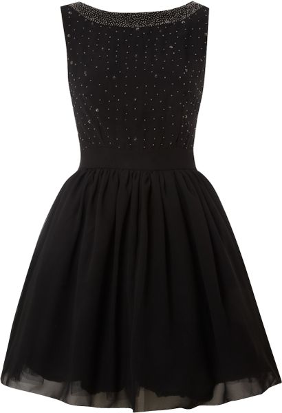 Little Mistress Prom Sequined Dress in Black | Lyst