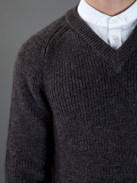 Maison Margiela V-Neck Wool Sweater in Gray for Men (grey) | Lyst
