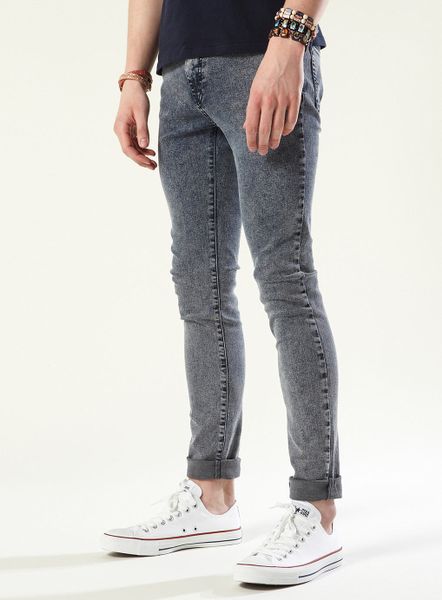 Topman Acid Wash Skinny Jeans in Gray for Men (grey) | Lyst