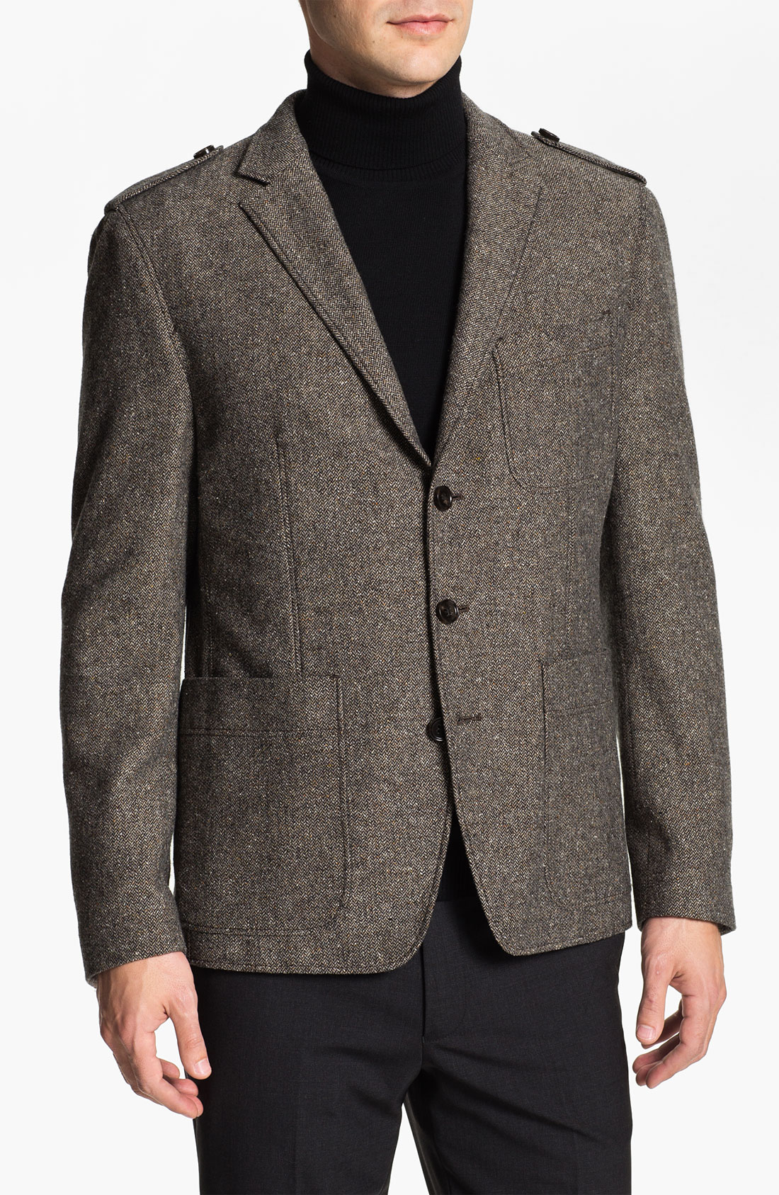 Boss Black Mikold Herringbone Wool Silk Blend Sportcoat in Gray for Men ...