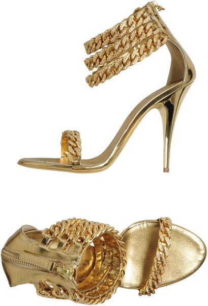 Giuseppe Zanotti X Balmain Highheeled Sandals in Gold | Lyst