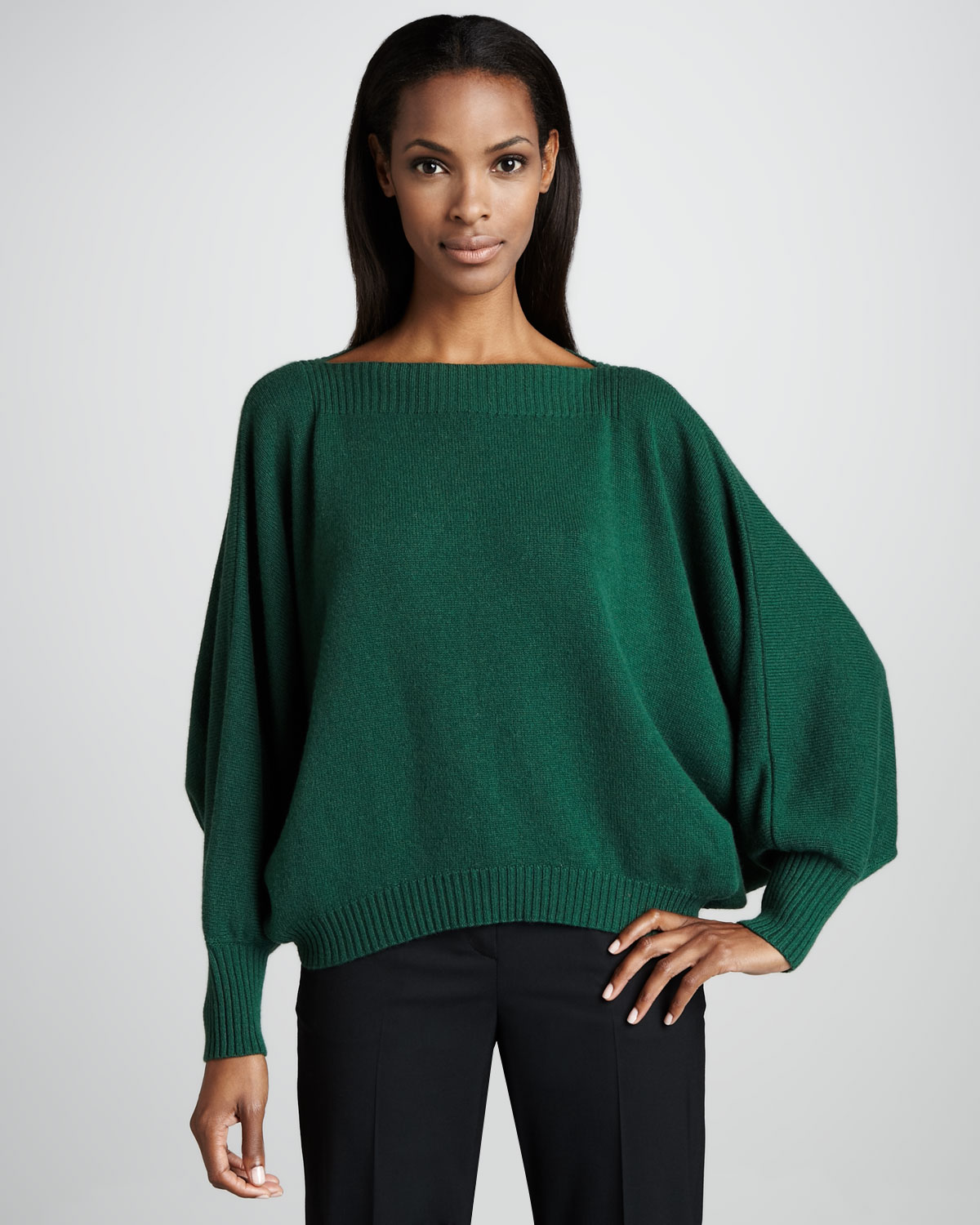 Lafayette 148 new york Dolman Sleeve Cashmere Sweater in Green | Lyst