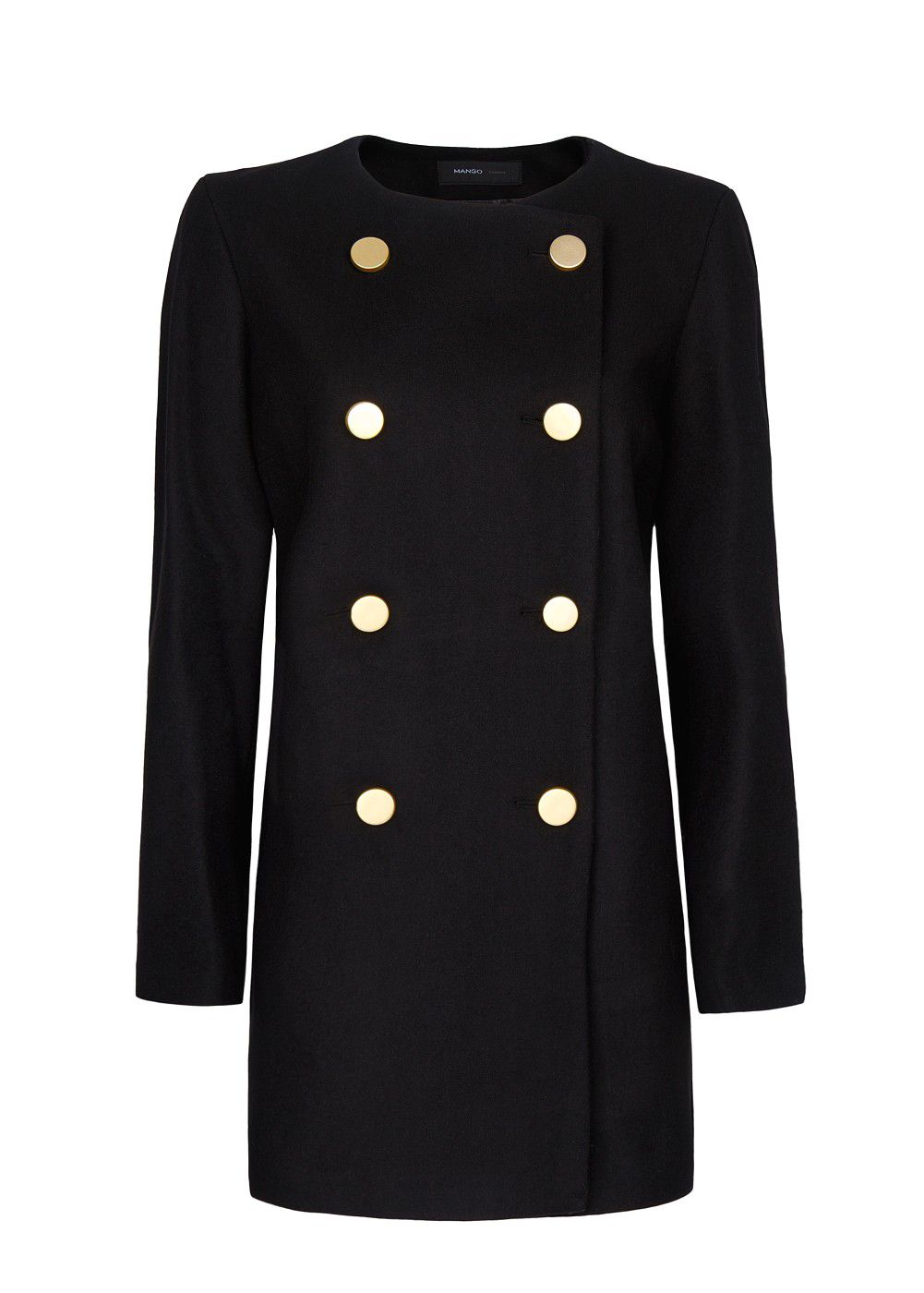 Mango Double Breasted Wool Coat in Black | Lyst