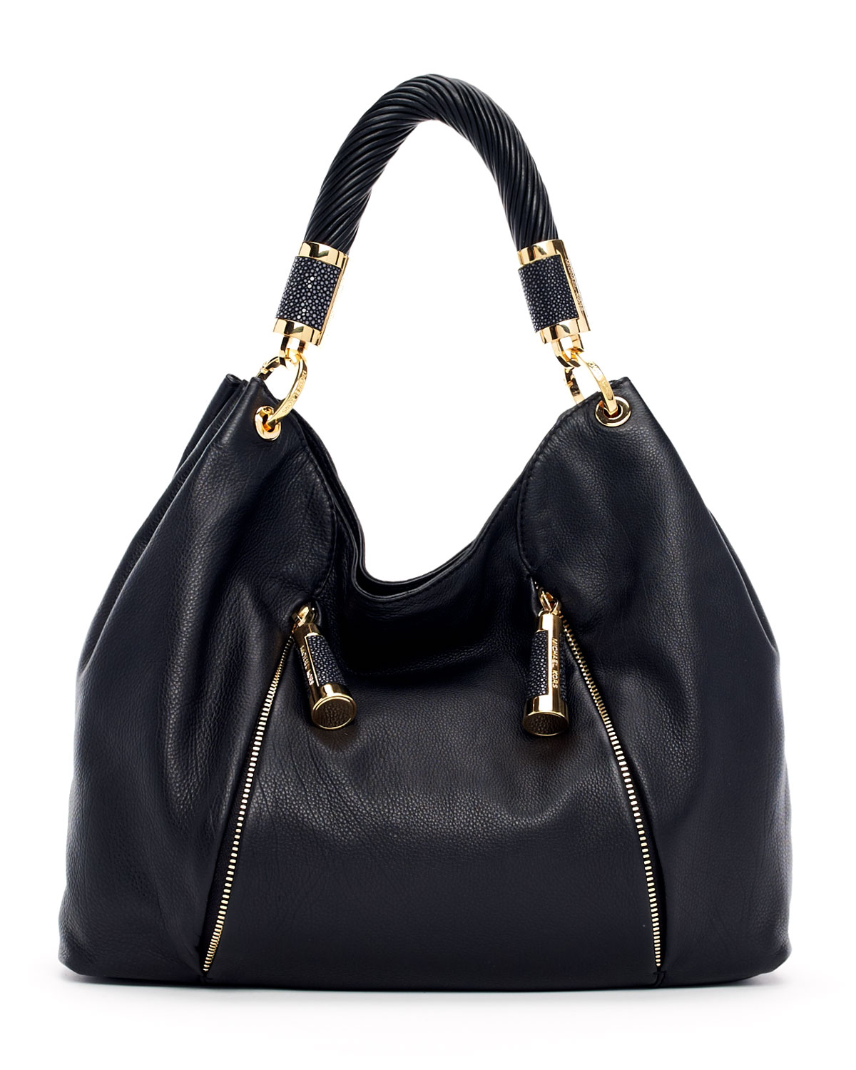 Lyst - Michael Kors Tonne Pebbled Leather Hobo in Black