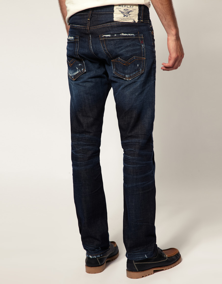 Lyst - Replay Waitom Straight Jeans in Blue for Men