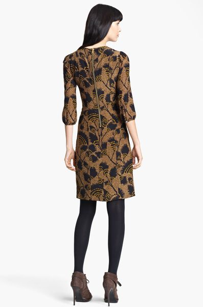 Burberry Print Silk Dress in Beige (dark camel) | Lyst