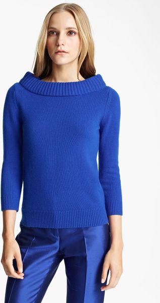 Michael Kors Cashmere Cuffneck Sweater in Blue (sapphire) | Lyst