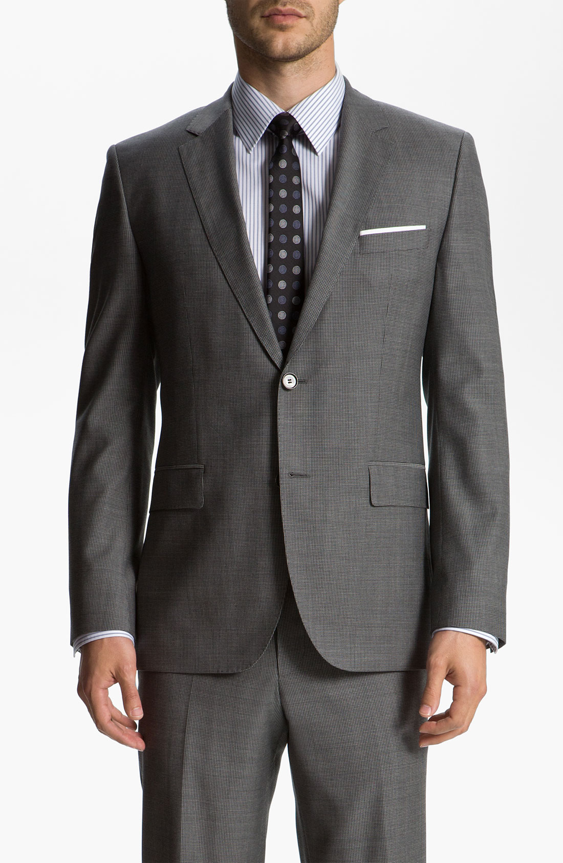 Boss Black Jamessharp Trim Fit Neat Check Suit in Gray for Men (grey ...