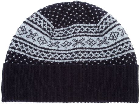 Ymc Fair Isle Knitted Beanie in Blue for Men (navy) | Lyst