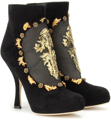 Dolce & Gabbana Suede Ankle Boots in Black | Lyst