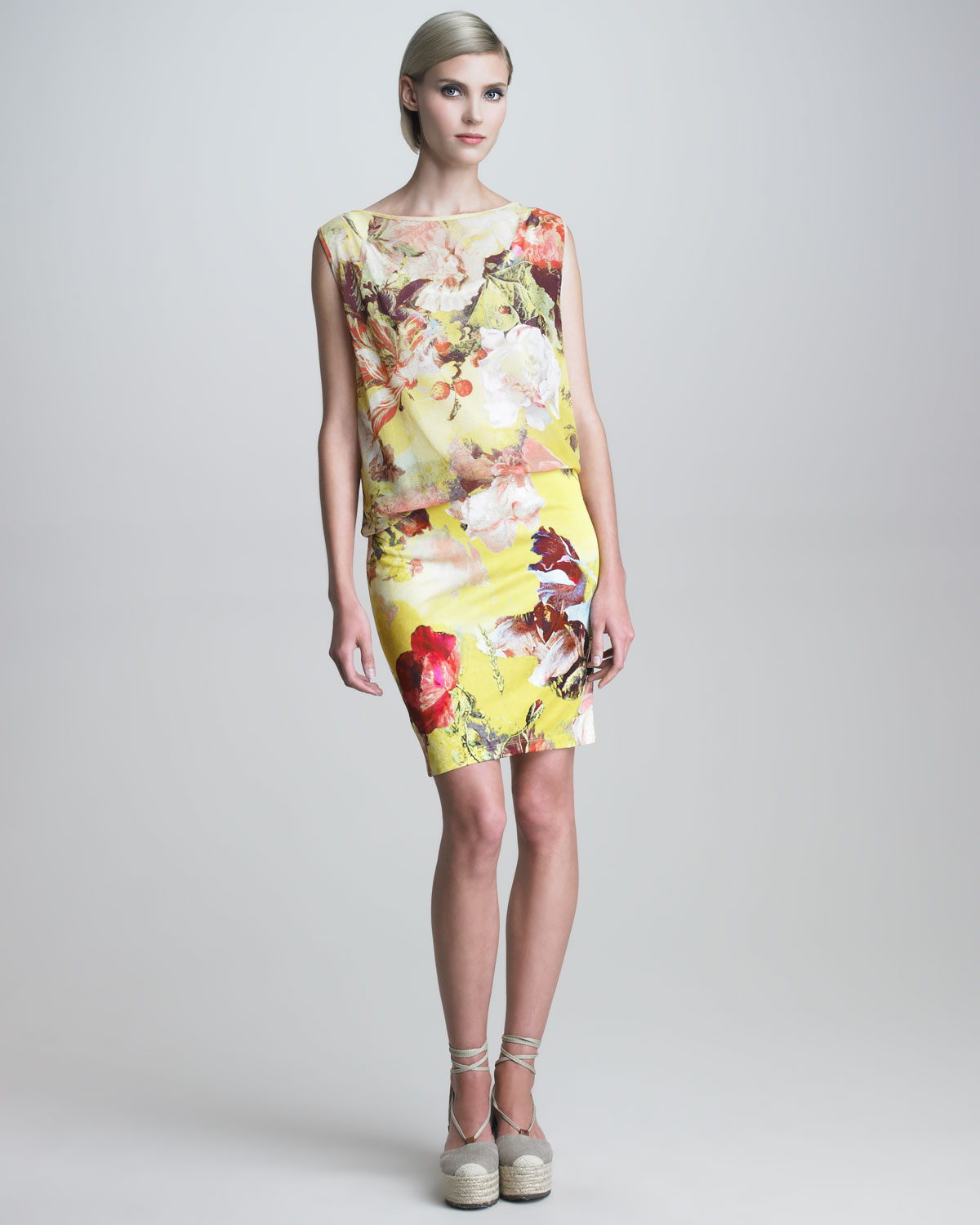 Jean paul gaultier Womens Sleeveless Boat Neck Dress in Yellow | Lyst