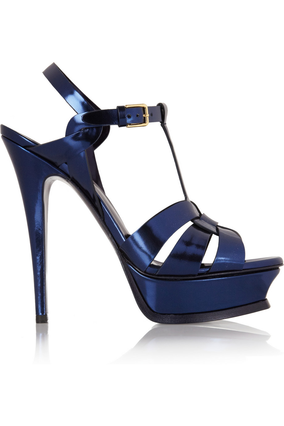 Saint laurent Heeled Sandals Tribute Sandal Heel 10 4 Patent in Blue | Lyst