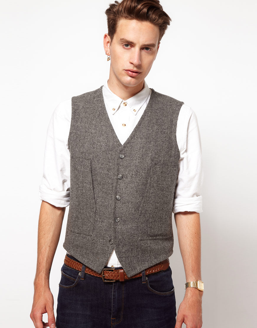 Asos Asos Slim Fit Waistcoat 100 Wool in Gray for Men (grey) | Lyst