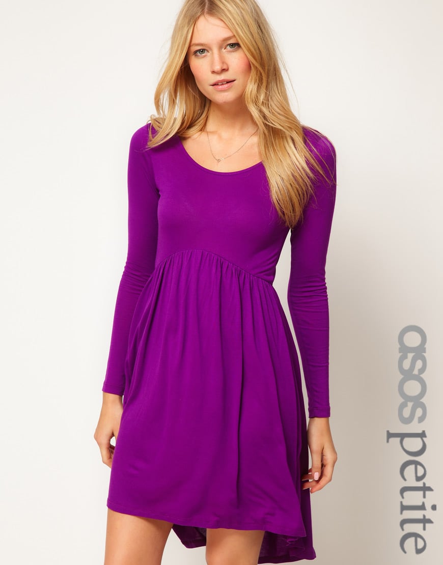 Lyst Asos Midi Dress With Hi Lo Hem And Long Sleeves In Purple