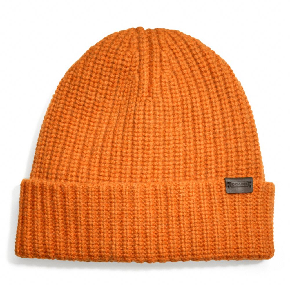 Lyst Coach Cashmere Solid Ribbed Knit Cap in Orange for Men