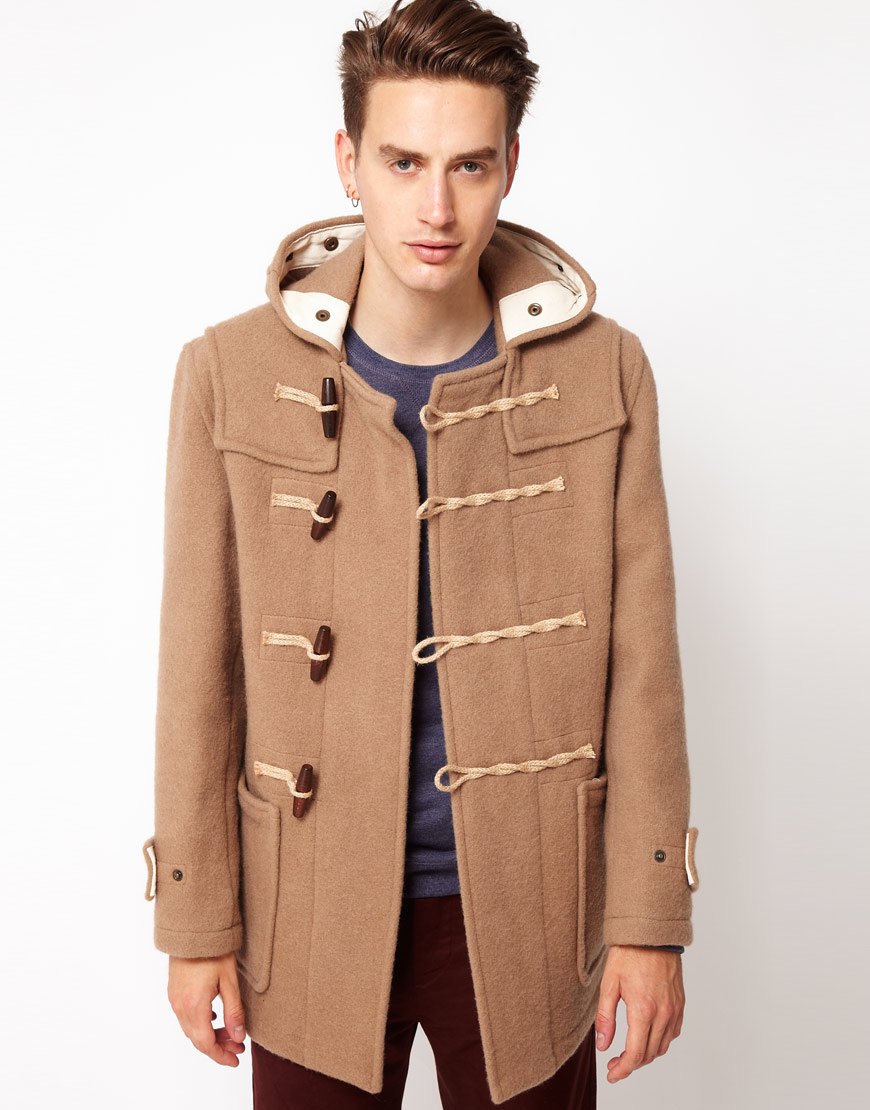 Gloverall Made in London Bolied Wool Short Monty Duffle Coat in Natural ...