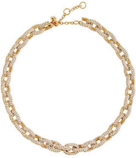 J.crew Classic Pavé Link Necklace in Gold | Lyst
