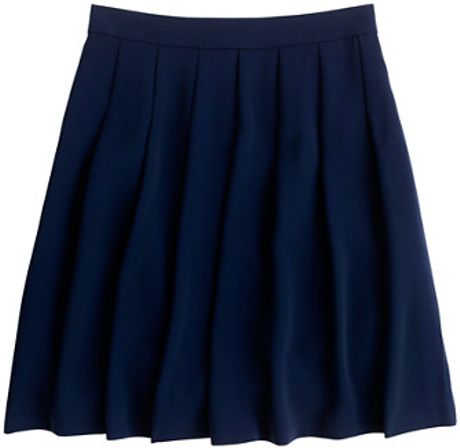 J.crew Pleated Crepe Skirt in Blue (navy) | Lyst