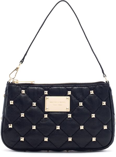 Michael Kors Studded Quilted Wristlet in Black | Lyst