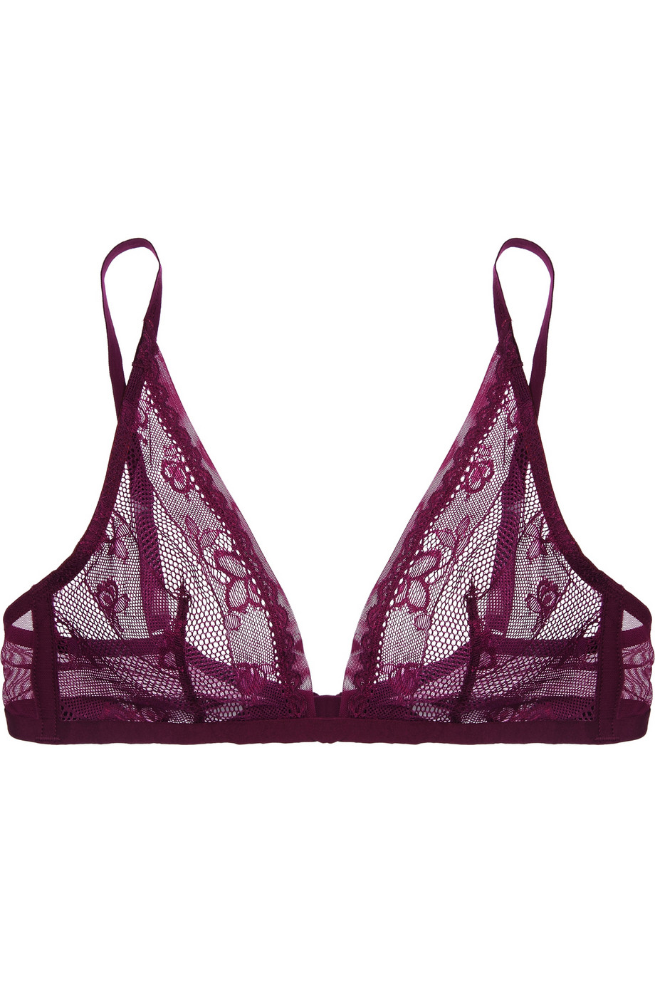 Calvin Klein Lace and Mesh Triangle Bra in Purple (cherry) | Lyst