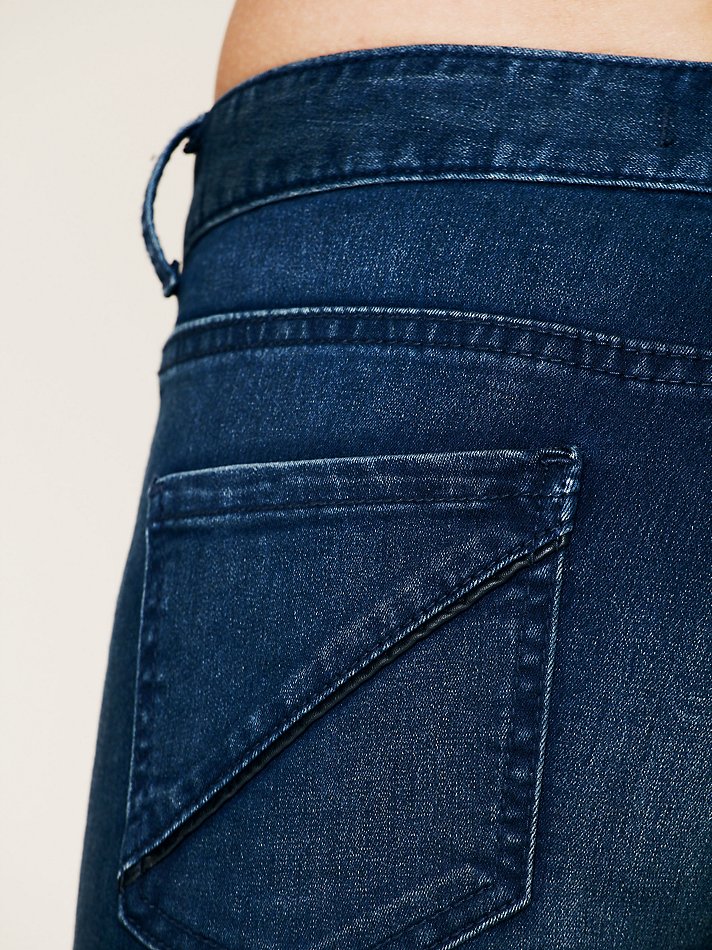 Lyst - Free people Vegan Leather Trim Skinny Jeans in Blue